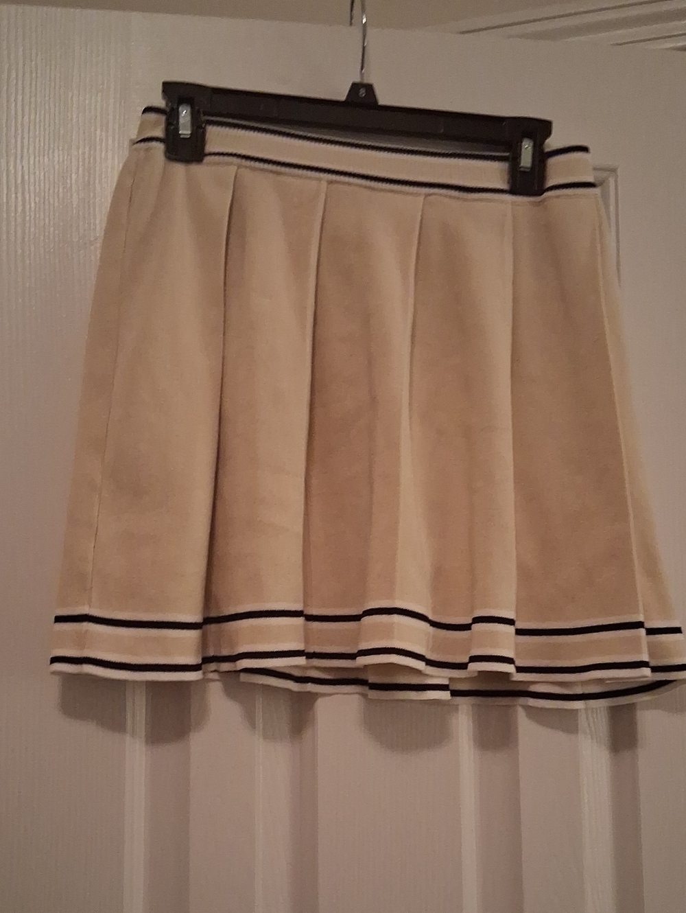 Daisy Beige Circle Skirt with Black Stripe Trim